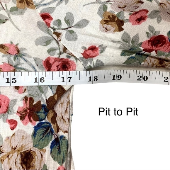 FINAL Acting Pro Multicolor Spring Floral Print 3/4 Sleeve Blouse Top Shirt M - Picture 11 of 14